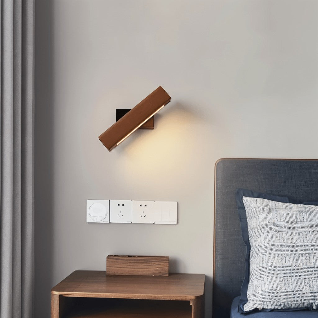 Swiveling Wooden Wall Sconce
