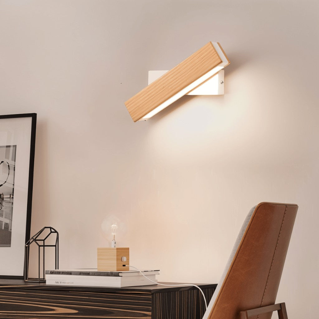 Swiveling Wooden Wall Sconce