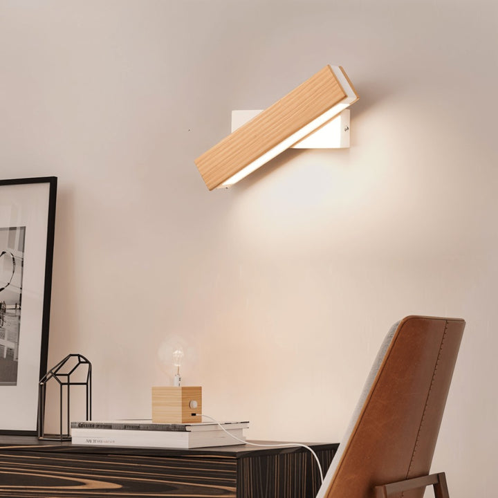 Swiveling Wooden Wall Sconce