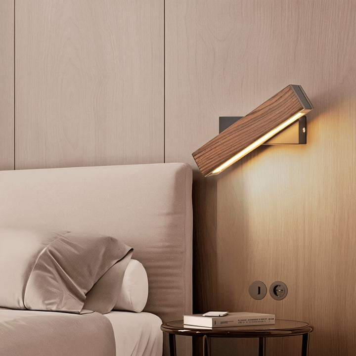 Swiveling Wooden Wall Sconce