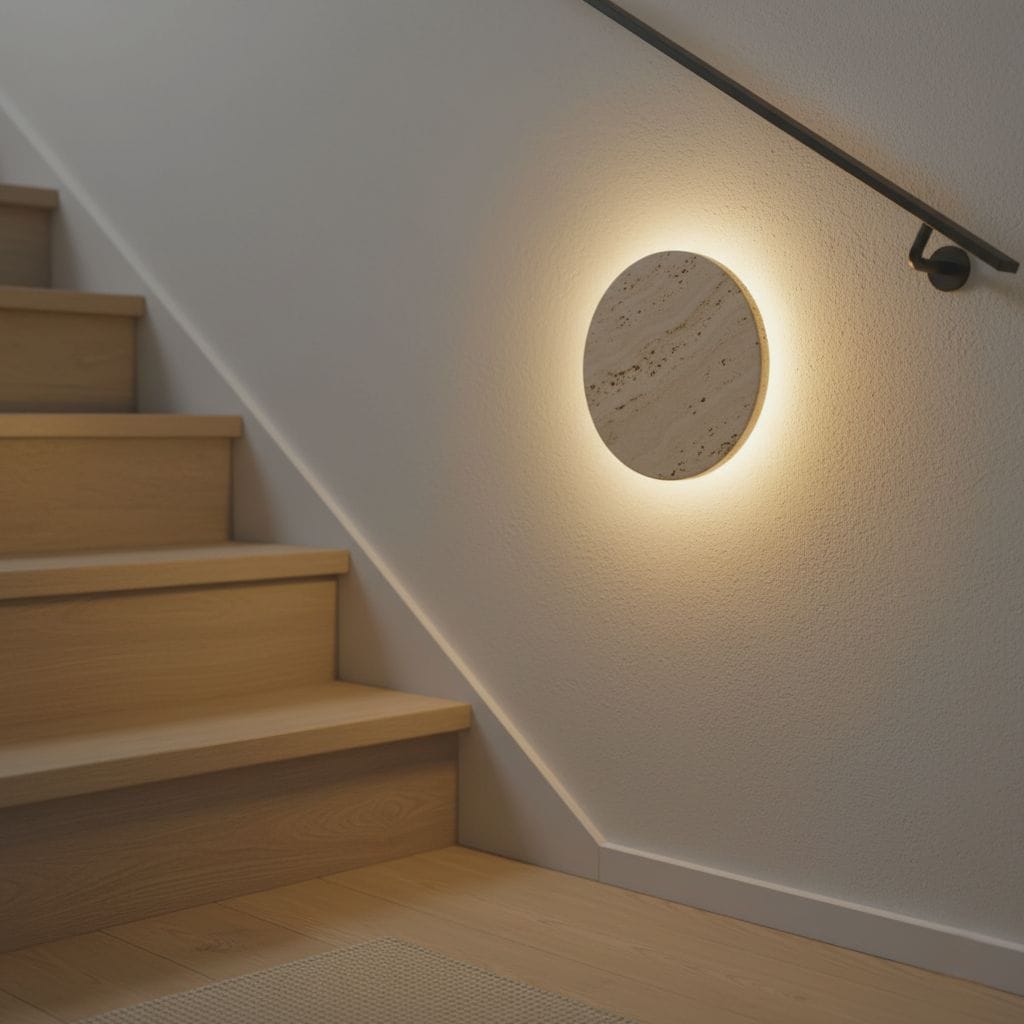 Travertine Stone Round Wall Lamp Boldenn