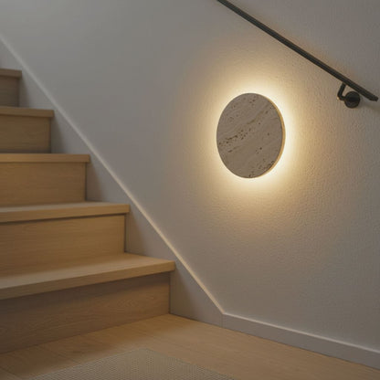 Travertine Stone Round Wall Lamp Boldenn