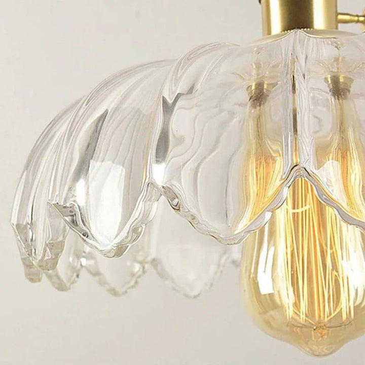Vintage Flower-Shaped Scalloped Glass Hanging Lamp