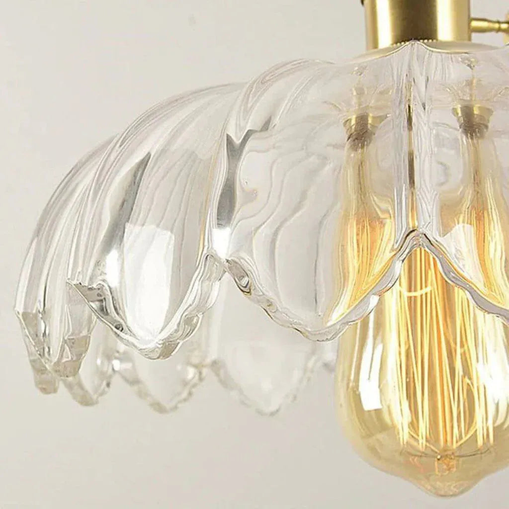Vintage Flower-Shaped Scalloped Glass Hanging Lamp Boldenn