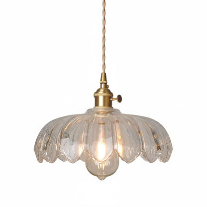 Vintage Flower-Shaped Scalloped Glass Hanging Lamp Boldenn
