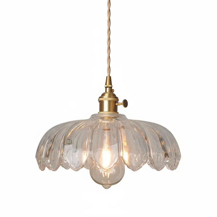 Vintage Flower-Shaped Scalloped Glass Hanging Lamp Boldenn
