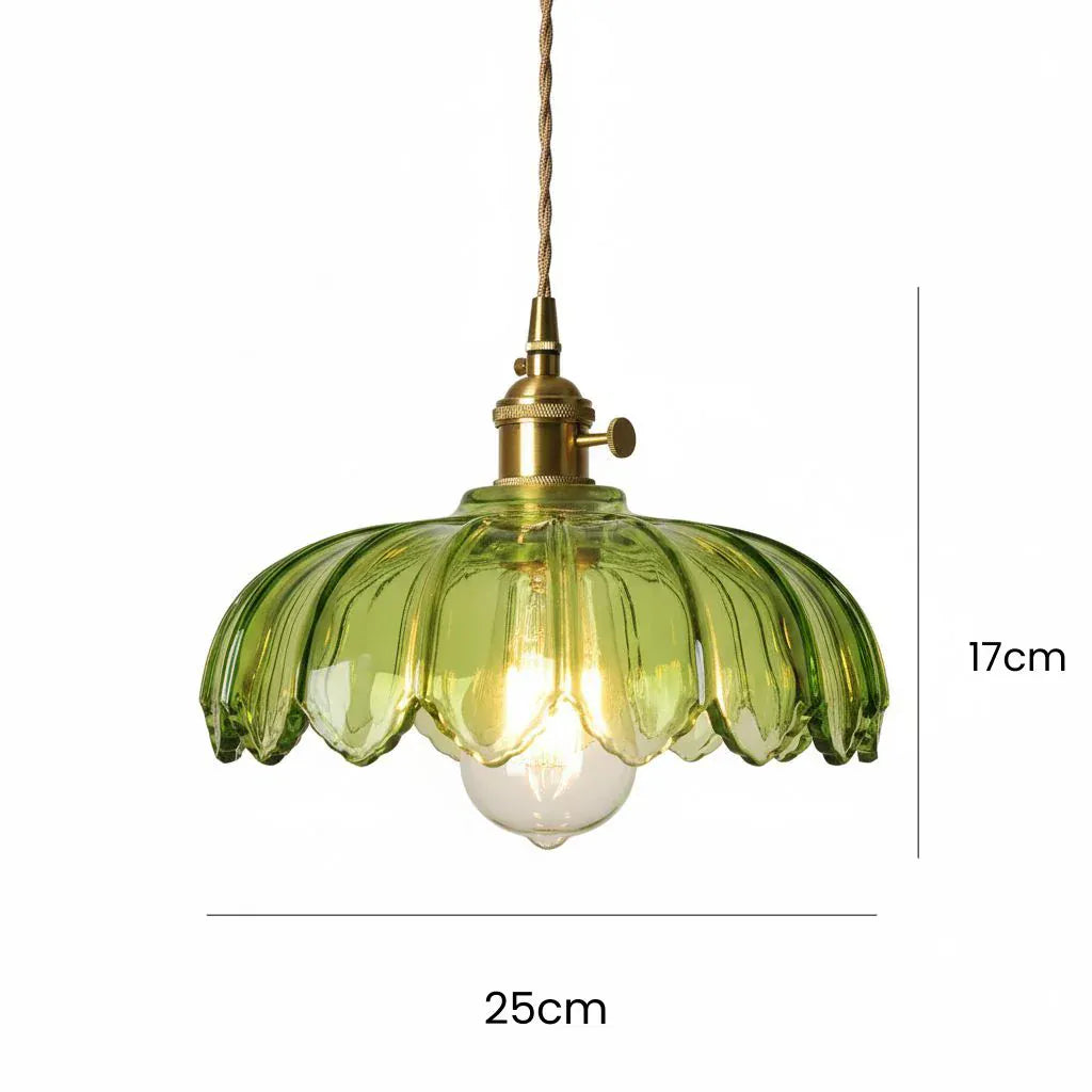 Vintage Flower-Shaped Scalloped Glass Hanging Lamp Boldenn