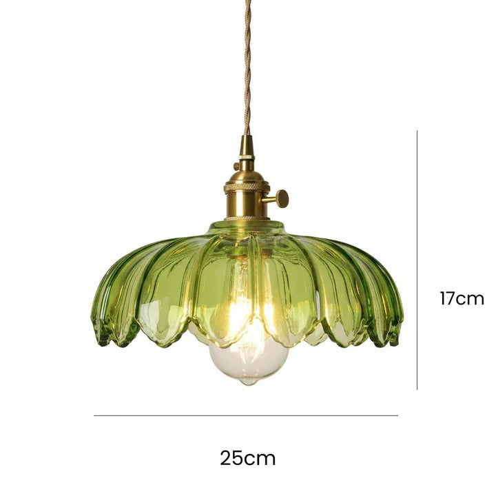 Vintage Flower-Shaped Scalloped Glass Hanging Lamp Boldenn