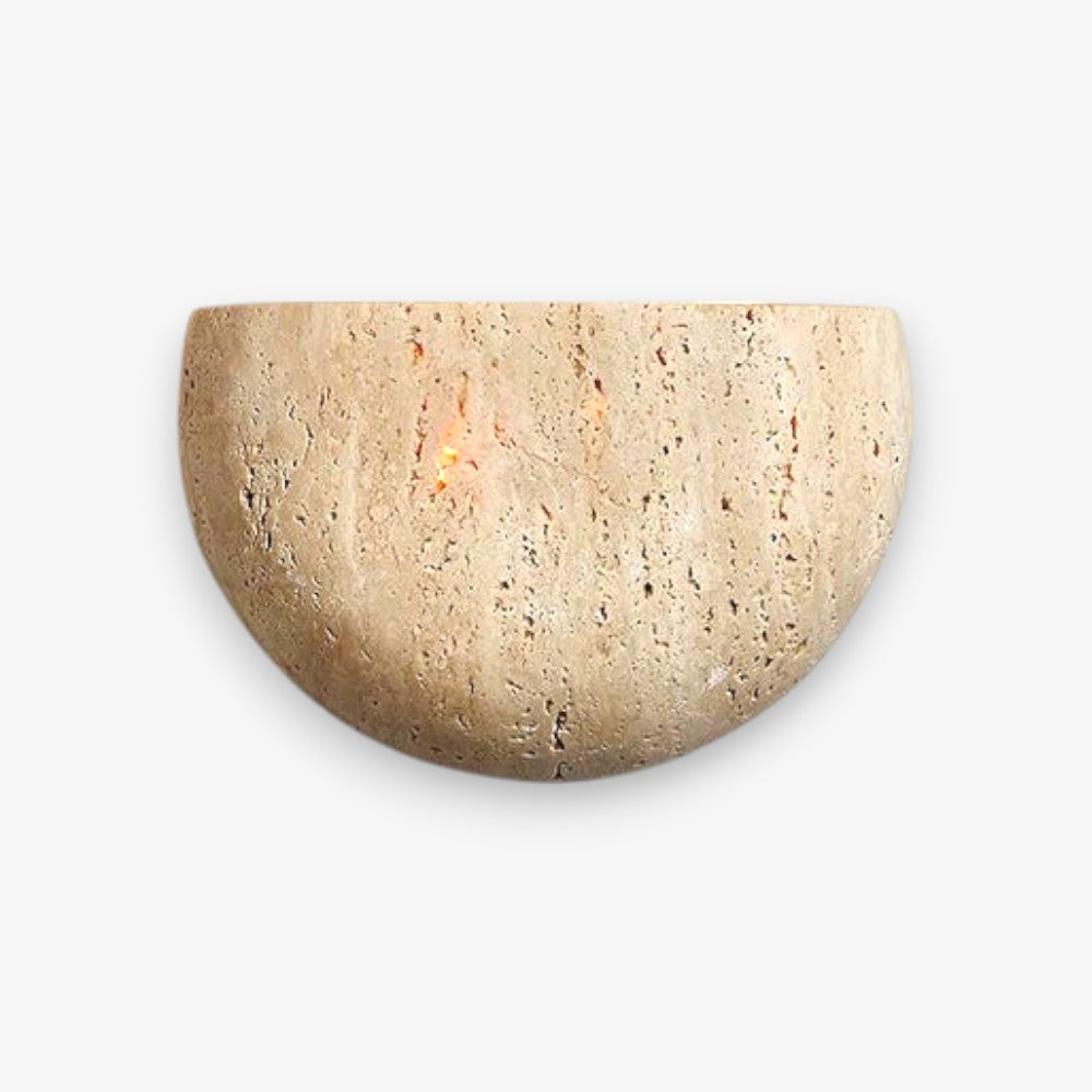 Half-circle stone wall sconce on a white background