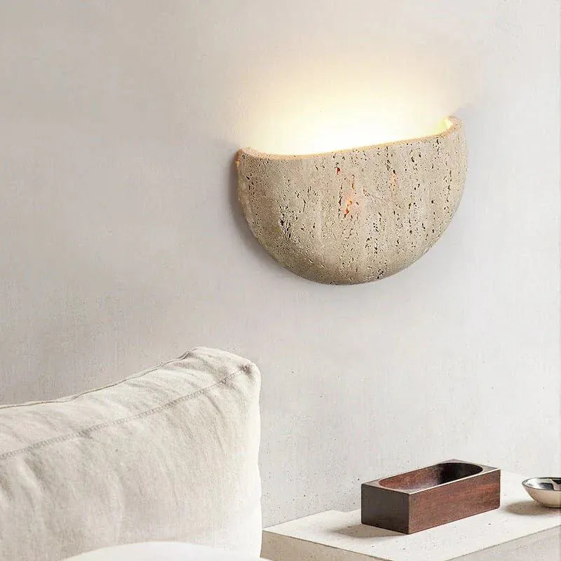 Wabi Sabi Travertine Stone Wall Lamp Boldenn