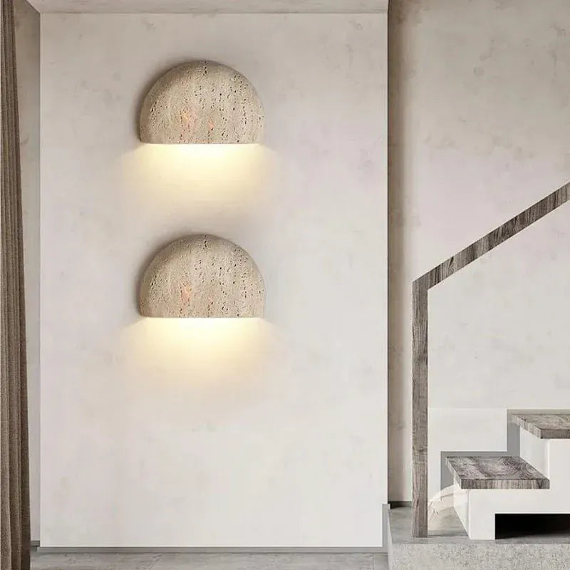 Wabi Sabi Travertine Stone Wall Lamp Boldenn