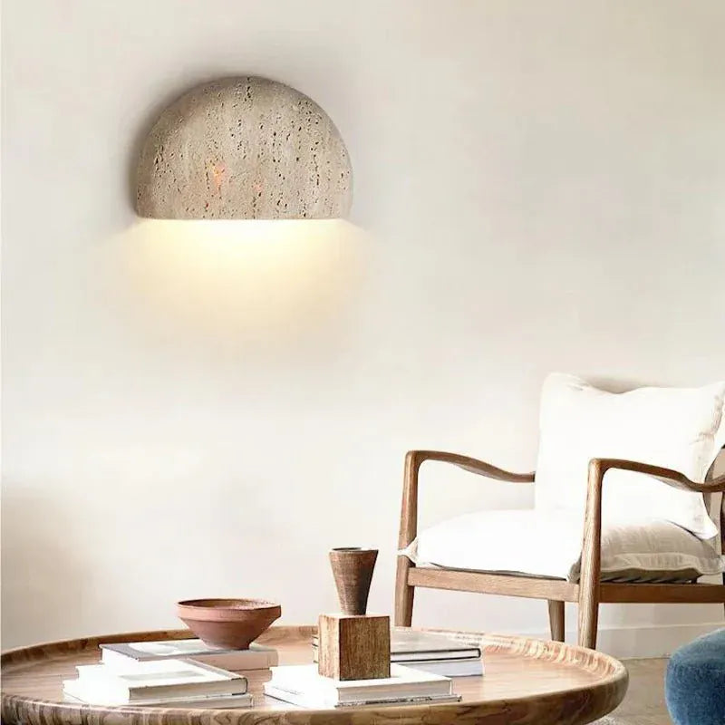Wabi Sabi Travertine Stone Wall Lamp Boldenn