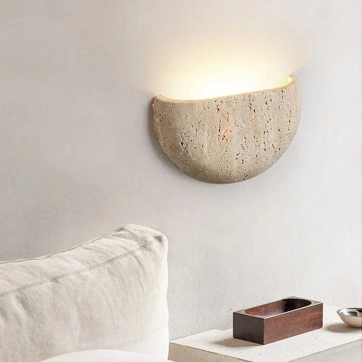 Wabi Sabi Travertine Stone Wall Lamp