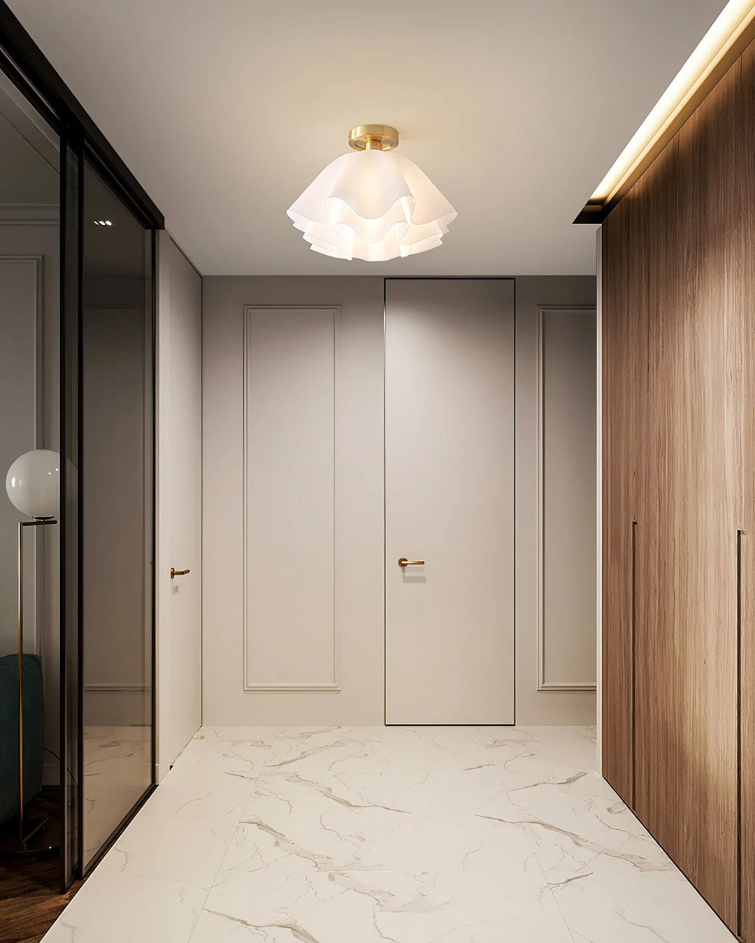 Wavy Flower Semi Flush Mounted Ceiling Light