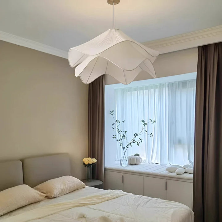 White Fabric Petal Pendant Light
