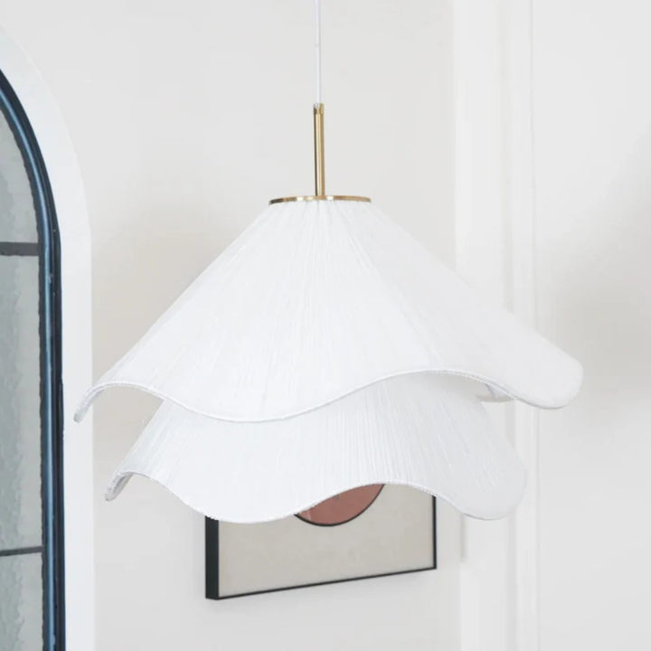 White Fabric Petal Pendant Light