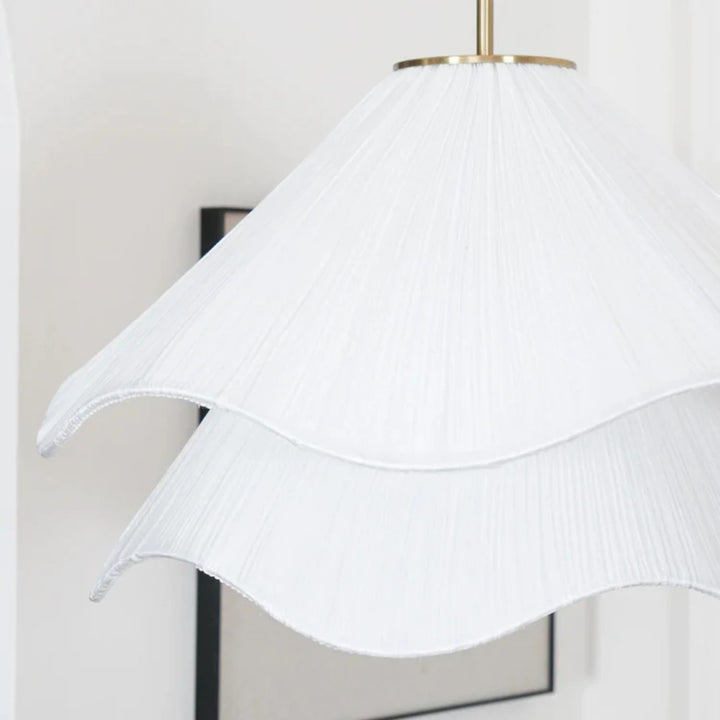 White Fabric Petal Pendant Light