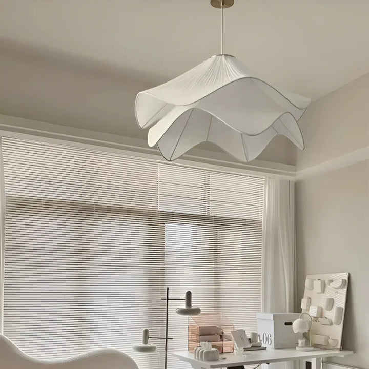 White Fabric Petal Pendant Light