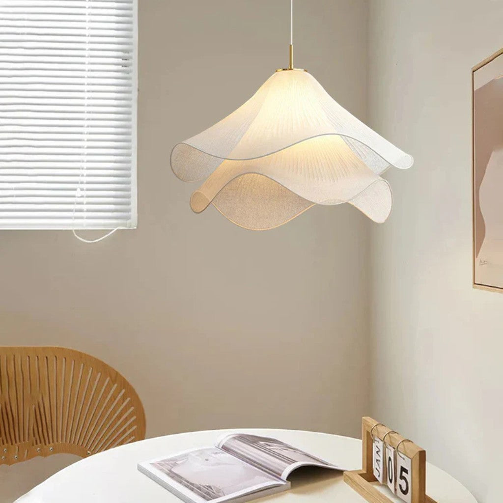 White Fabric Petal Pendant Light