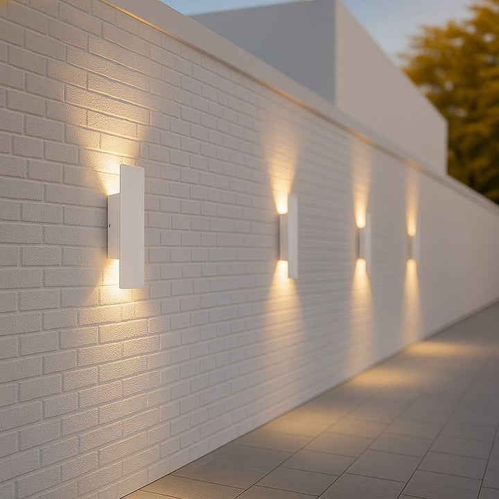 White Up Down LED Outdoor Wall Light with Weatherproof Protection
